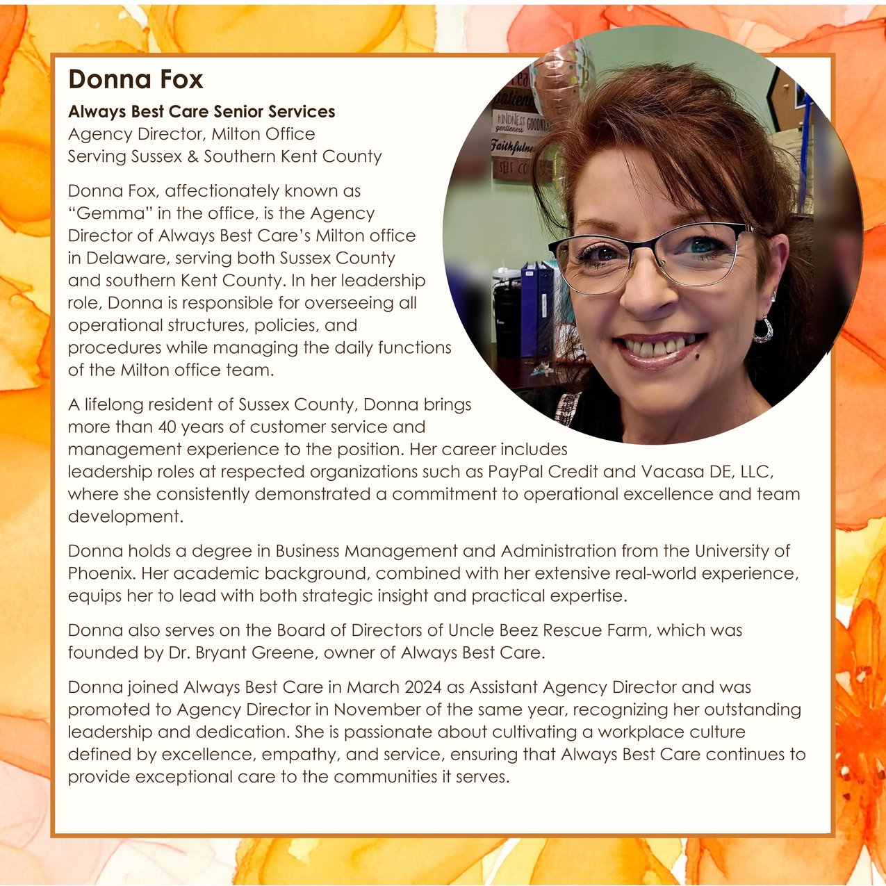 Donna Fox - Always Best Care Senior Services